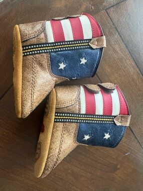 Toddler Cowboy Boots with Red, White & Blue Flag Design